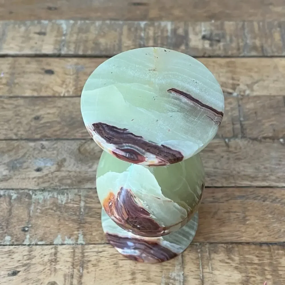 Vintage Carved Marbled Onyx Stone Vase 6